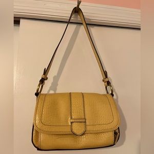 Yellow faux leather handbag